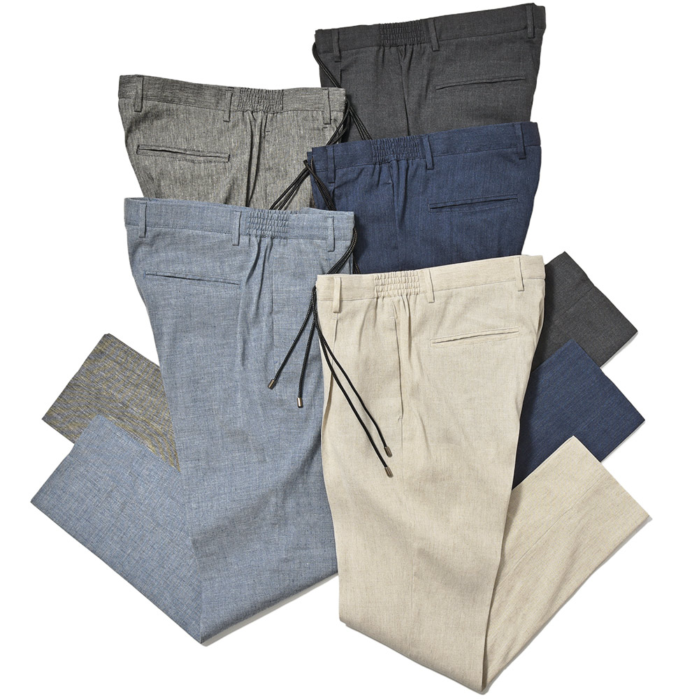 giab's ARCHIVIO(ジャブスアルキヴィオ)<br>ring別注MASACCIO テクノリネン ストレッチ ウォッシャブル セットアップ対応 1プリーツ パンツ A4360 33041006117