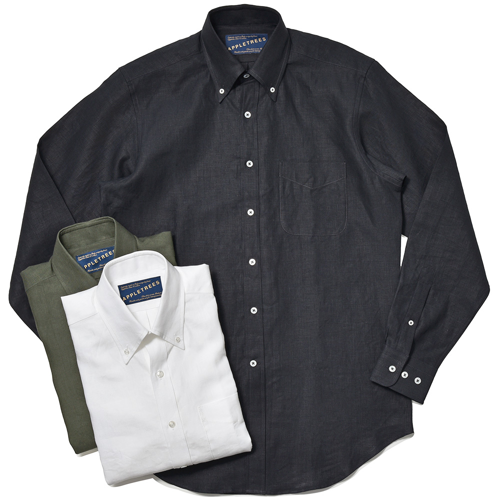 APPLETREES アップルツリーズ<br>CASUAL SHIRTS フルウエイト アイリッシュリネン ポプリン ボタンダウンカラー シャツ