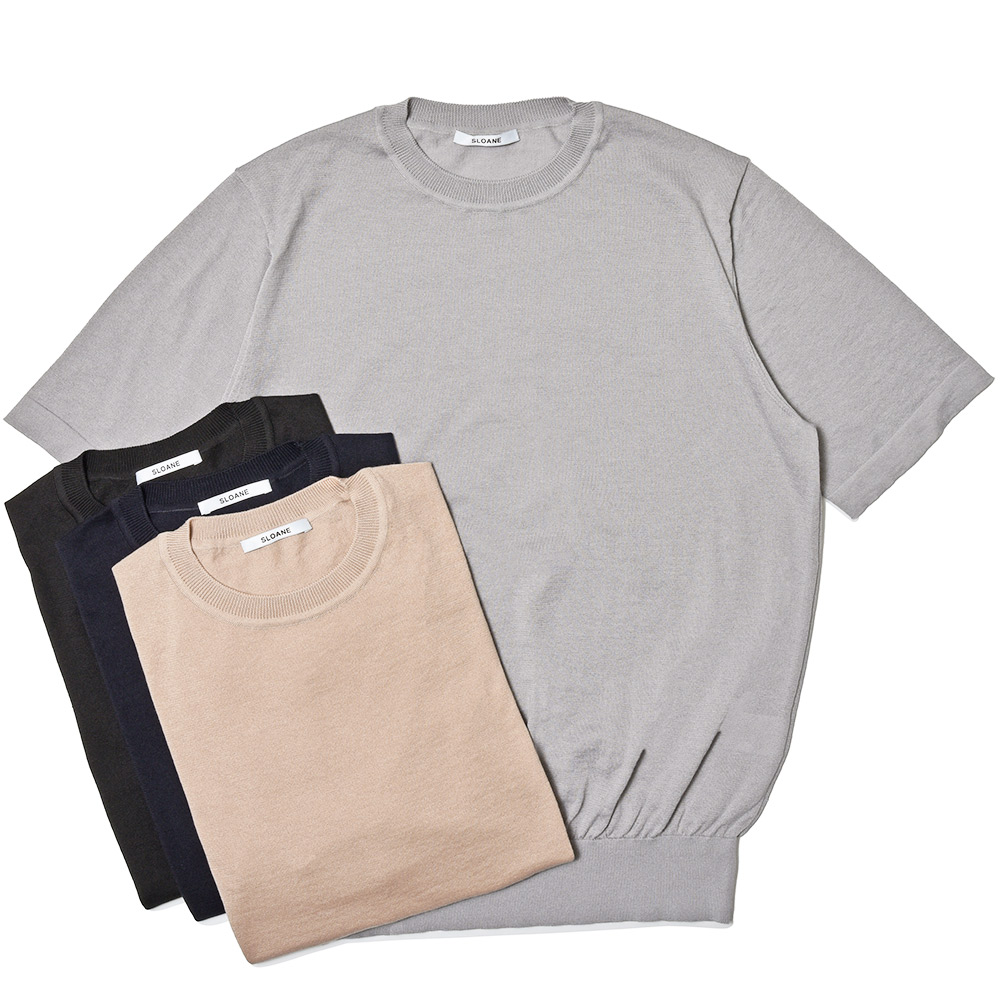 SLOANE(スローン)<br>ポリエステル コットン 18ゲージ ウルトラ撥水 ウォッシャブル クルーネック ニット 36041002210