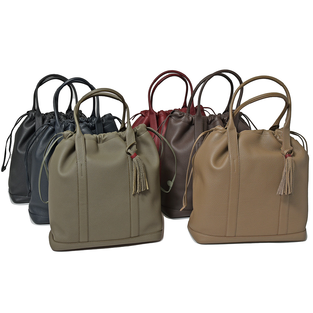 ACATE(アカーテ)<br>BAMBINO バンビーノ カーフ シュリンクレザー ドローストリングバッグ 38445000211