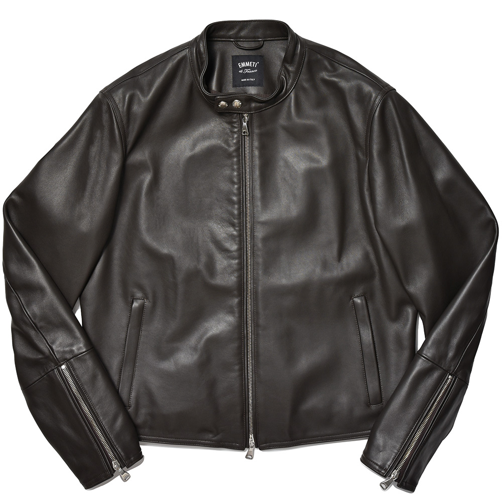 EMMETI(エンメティ)<br>H UOMO アッカ ウォモ ラムナッパレザー 干場義雅別注 シングルライダース ジャケット 34245000085