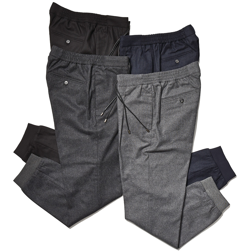 giab's ARCHIVIO(ジャブスアルキヴィオ)<br>ring別注 RIBring リブリング ウォッシャブルウール ライトフランネル ストレッチ 1プリーツ シャーリング リブパンツ A7072U 33042005117