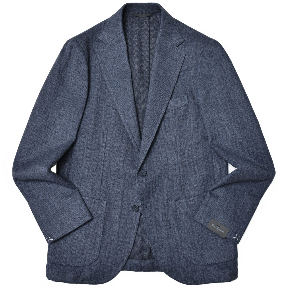 Errico Formicola(エリコ フォルミコラ)<br>ANDREA ウール アンゴラ ヘリンボーン ライトフランネル シングル3Bジャケット 37042012025