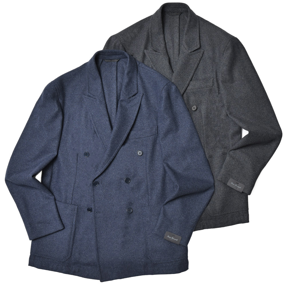 Errico Formicola(エリコ フォルミコラ)<br>CLAUDIO ポリエステル ウール ナイロン ライトフランネル ダブル6Bジャケット 37042013025