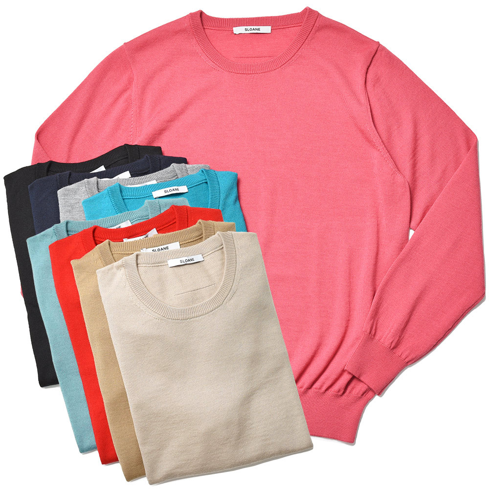 SLOANE(スローン)<br>エクストラファインメリノウール 14ゲージ 天竺編み クルーネック ニット 36042000210