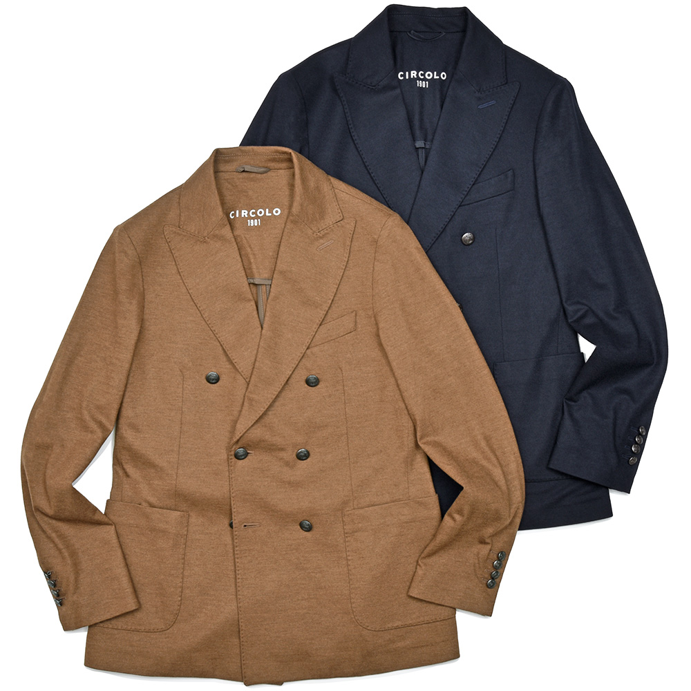 CIRCOLO 1901(チルコロ1901)<br>ヴァージンウール カシミヤ ストレッチ ジャージー メタルボタン ダブル6Bジャケット 37042003109