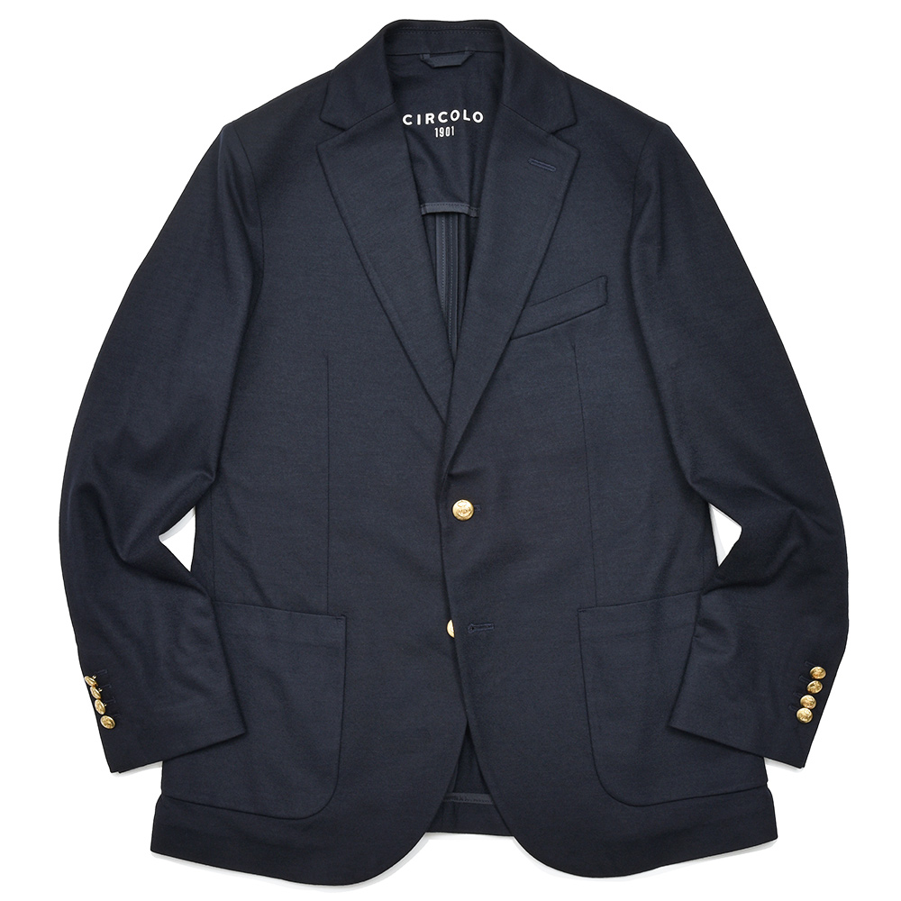 CIRCOLO 1901(チルコロ1901)<br>ヴァージンウール カシミヤ ストレッチ ジャージー メタルボタン シングル2Bジャケット 37042004109