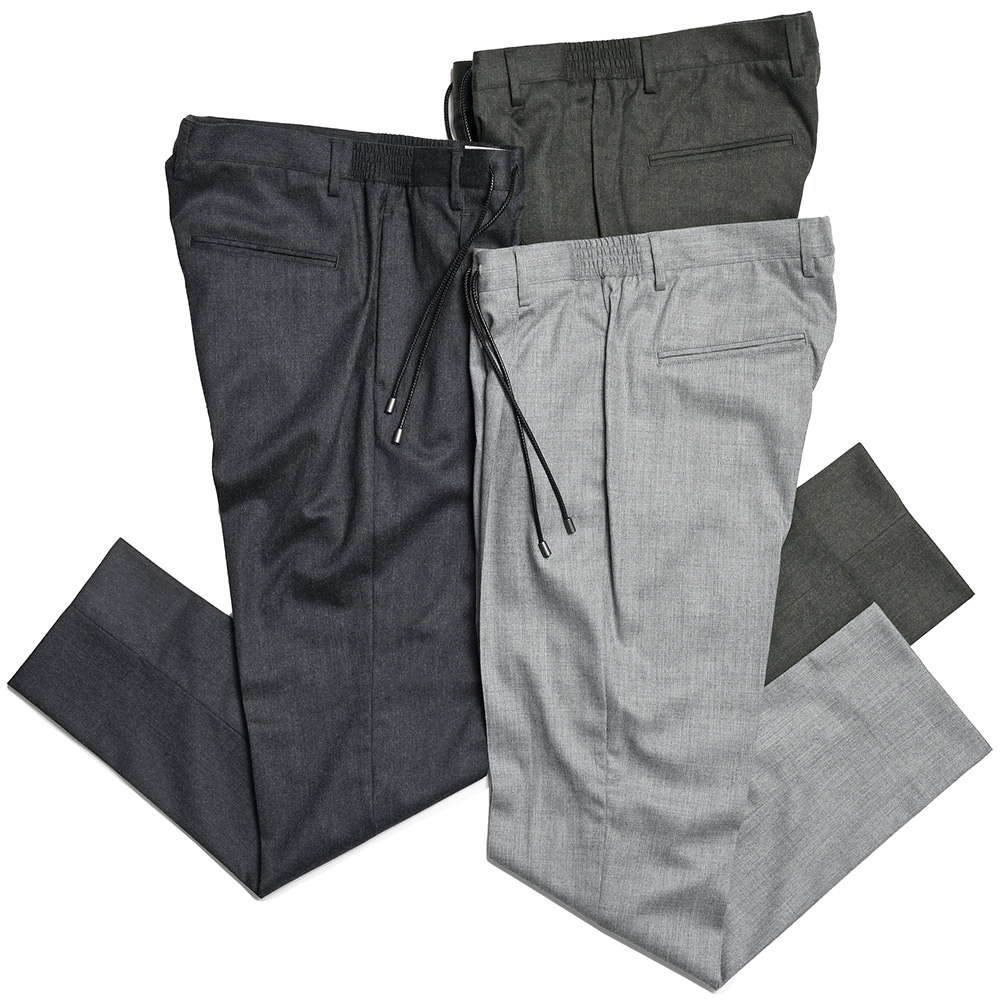 giab's ARCHIVIO(ジャブスアルキヴィオ)<br>ring別注MASACCIO マサッチョ ウール ストレッチ サキソニー 1プリーツ パンツ A5070A 33042019117