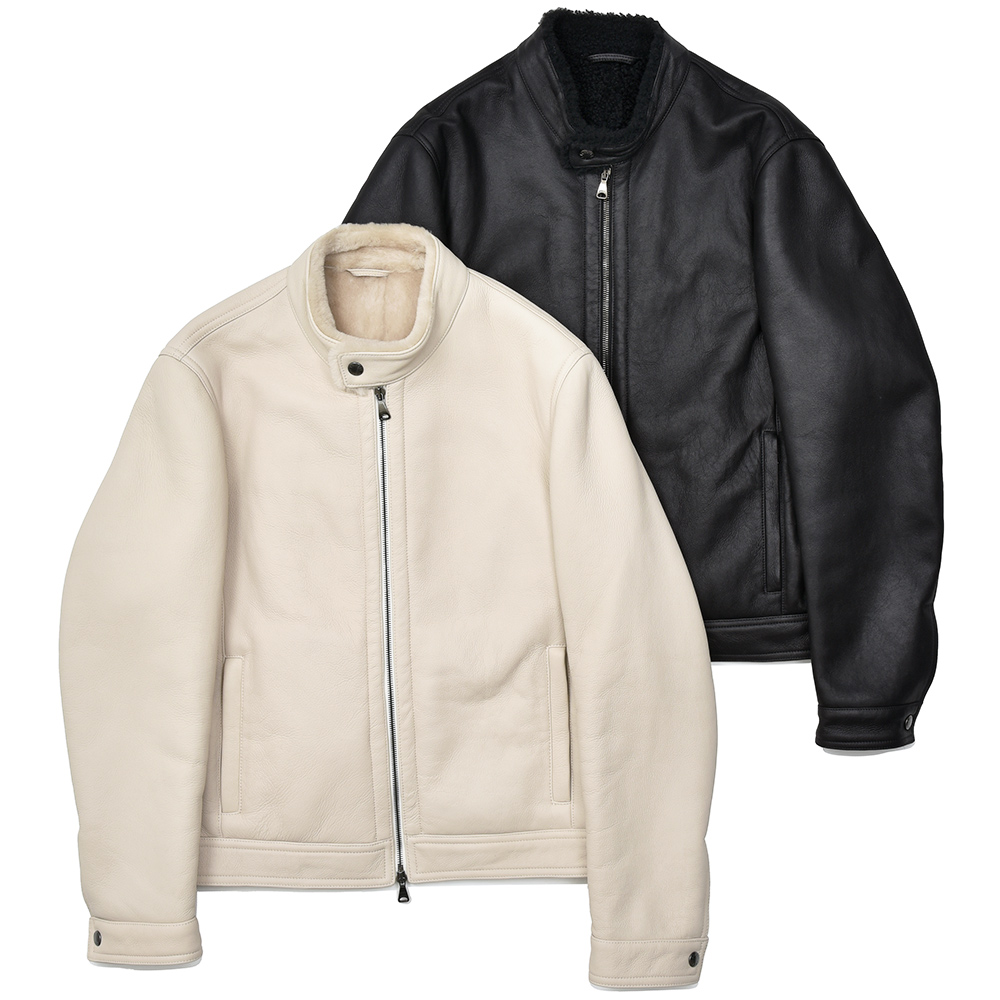 EMMETI(エンメティ)<br>JURI MOUTON ユリムートン SP MOUTON ムートン ガンメタジップ シングルライダース ジャケット 34242014085