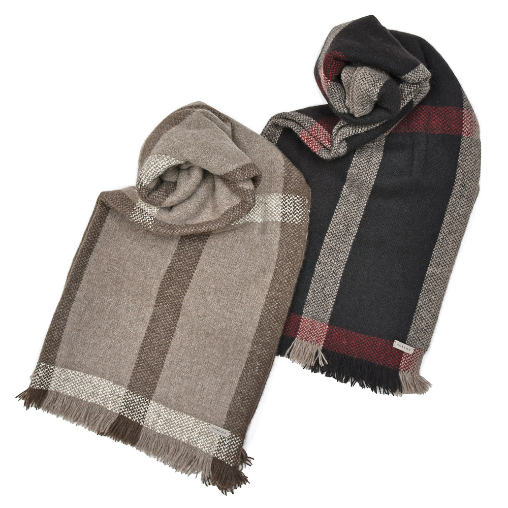 Norlha(ノラ)<br>Nomad Nets Wide Chic ヤクウール チェック 大判ストール 38342000172