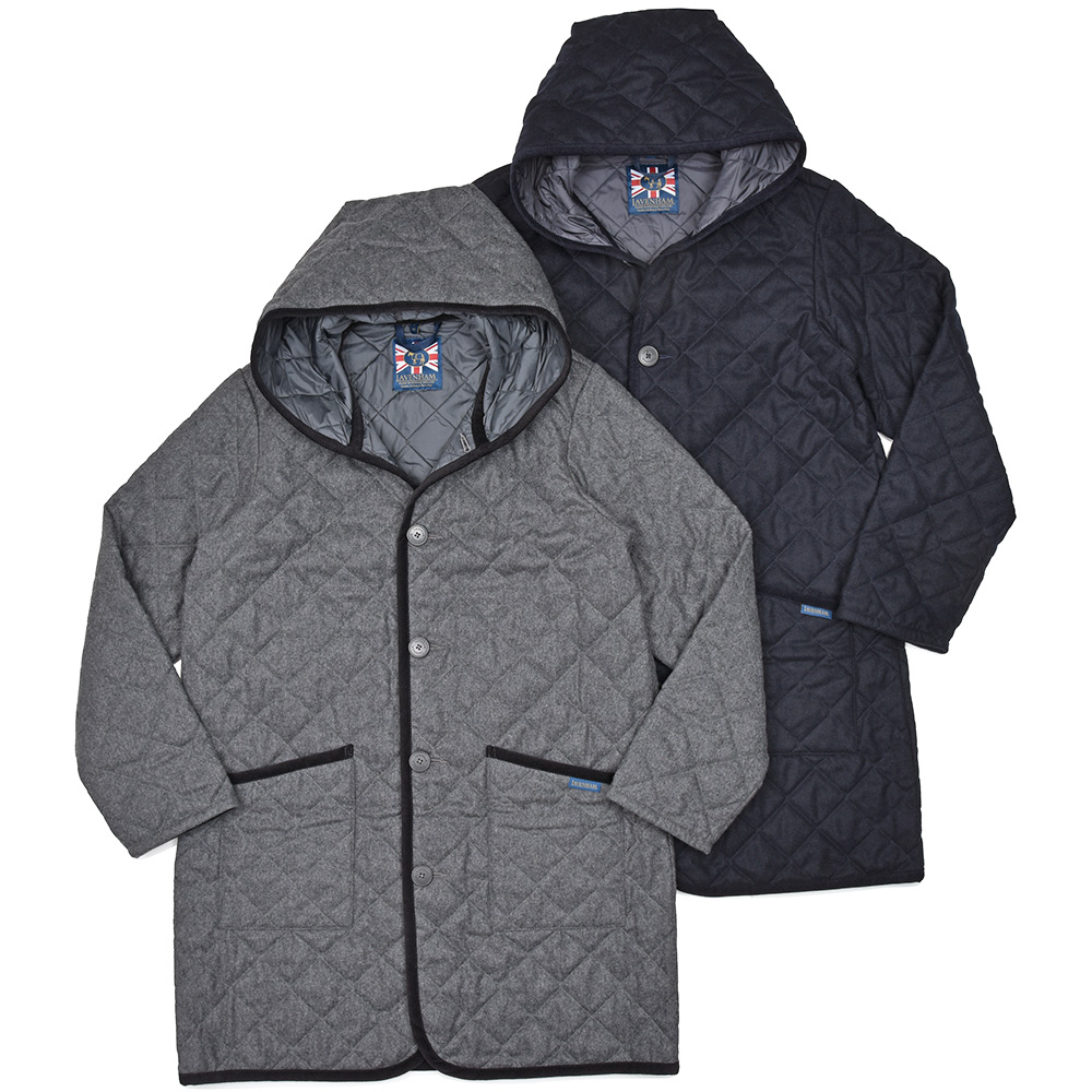 LAVENHAM(ラベンハム)<br>BRUNDON ブランドン ウール ポリエステル キルティング フーデッド シングルコート 34142001213