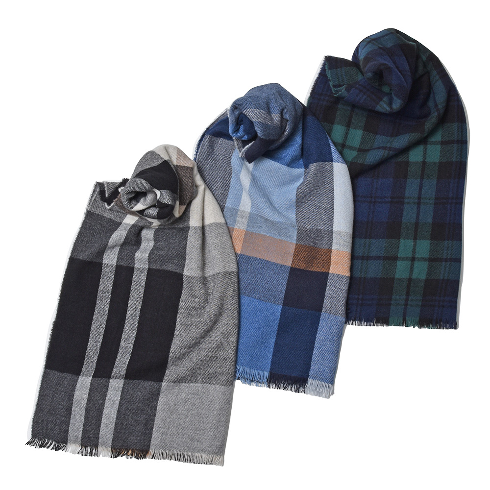 Johnstons of Elgin(ジョンストンズ オブ エルガン)<br>カシミヤ タータンチェック ライトウエイト 大判ストール 70×180 WA001174 38342002061