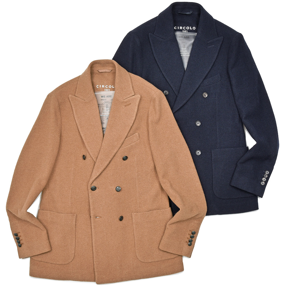 CIRCOLO 1901(チルコロ1901)<br>ヴァージンウール カシミヤ ストレッチ ジャージー ダイアゴナル メタルボタン ダブル6Bジャケット 37042005109