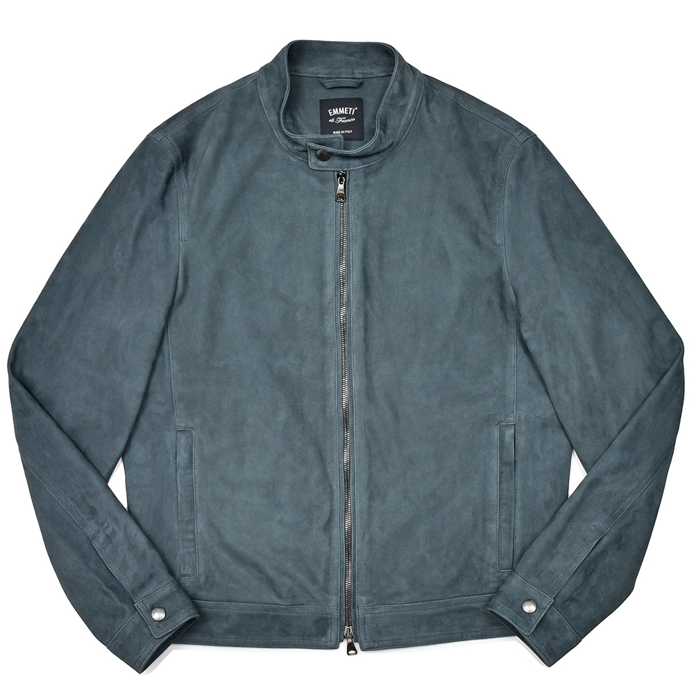 EMMETI(エンメティ)<br>JURI ユリ SP LAMB SKIN SUEDE ラムスエード ガンメタジップ シングルライダース ジャケット 34251003085