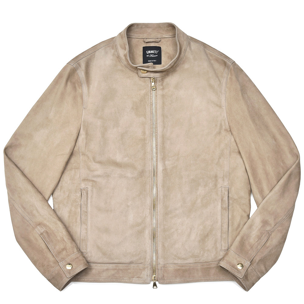 EMMETI(エンメティ)<br>JURI ユリ SP LAMB SKIN SUEDE ラムスエード ゴールドジップ シングルライダース ジャケット 34251005085