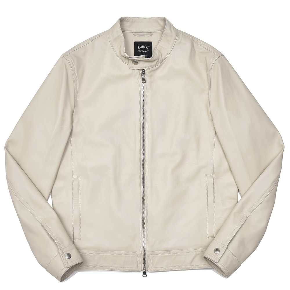 EMMETI(エンメティ)<br>JURI ユリ ラムレザー ナッパチェラータ シルバージップ シングルライダース ジャケット 34251004085