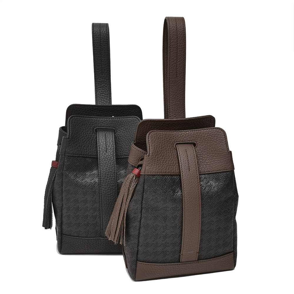 ACATE(アカーテ)<br>NUOVO FABRIC ヌーヴォファブリック カーフ シュリンクレザー コンビ素材 2WAY クラッチバッグ 38446011211