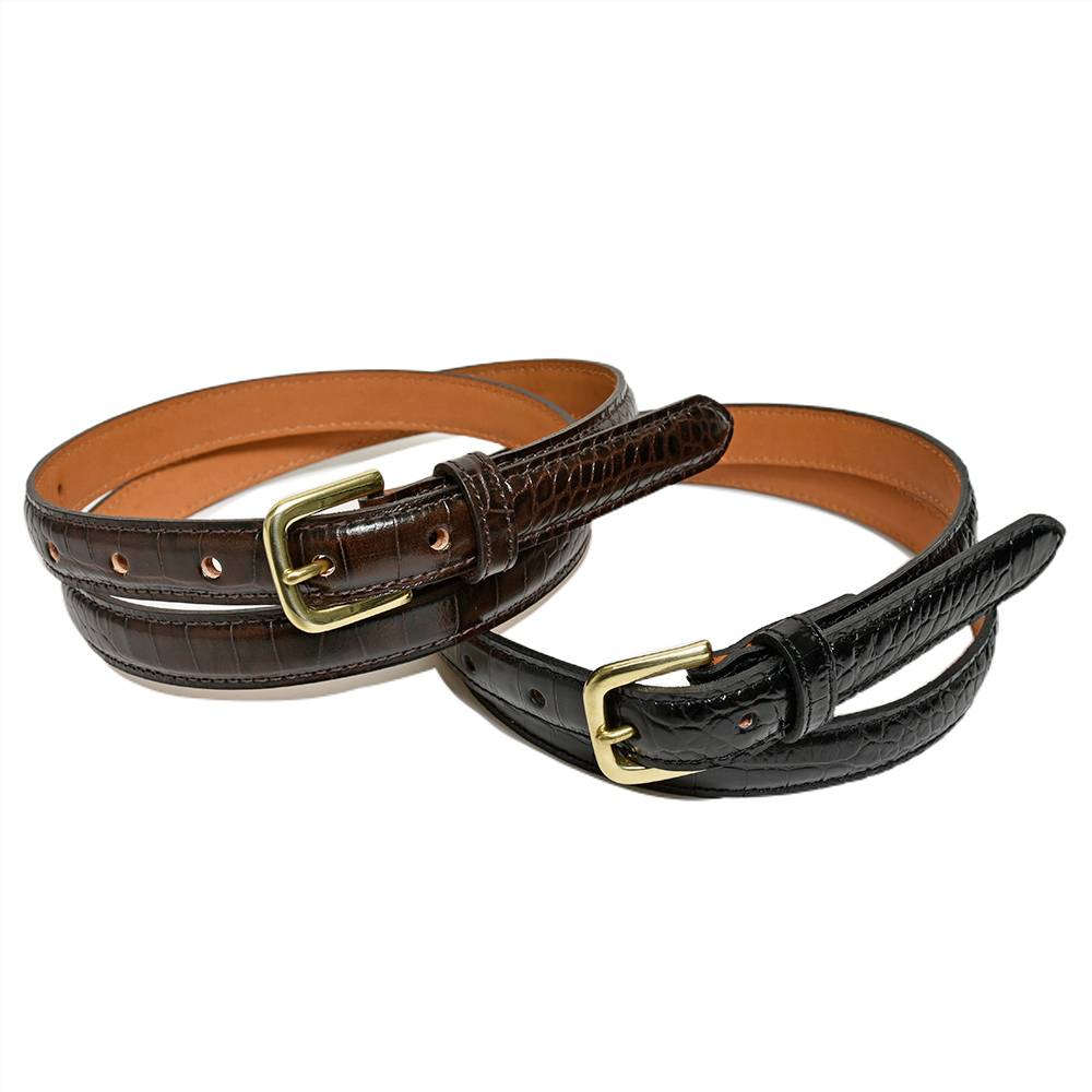 Scye(サイ)<br>カーフ クロコ型押し ナローベルト 38151000195