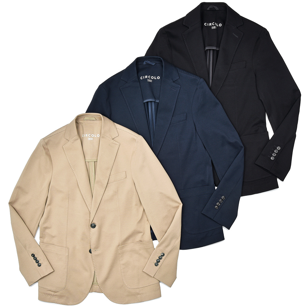 CIRCOLO 1901(チルコロ1901)<br>コットン ストレッチ プレミアムピケ 鹿の子ジャージー セットアップ対応 シングル2Bジャケット 37051000109