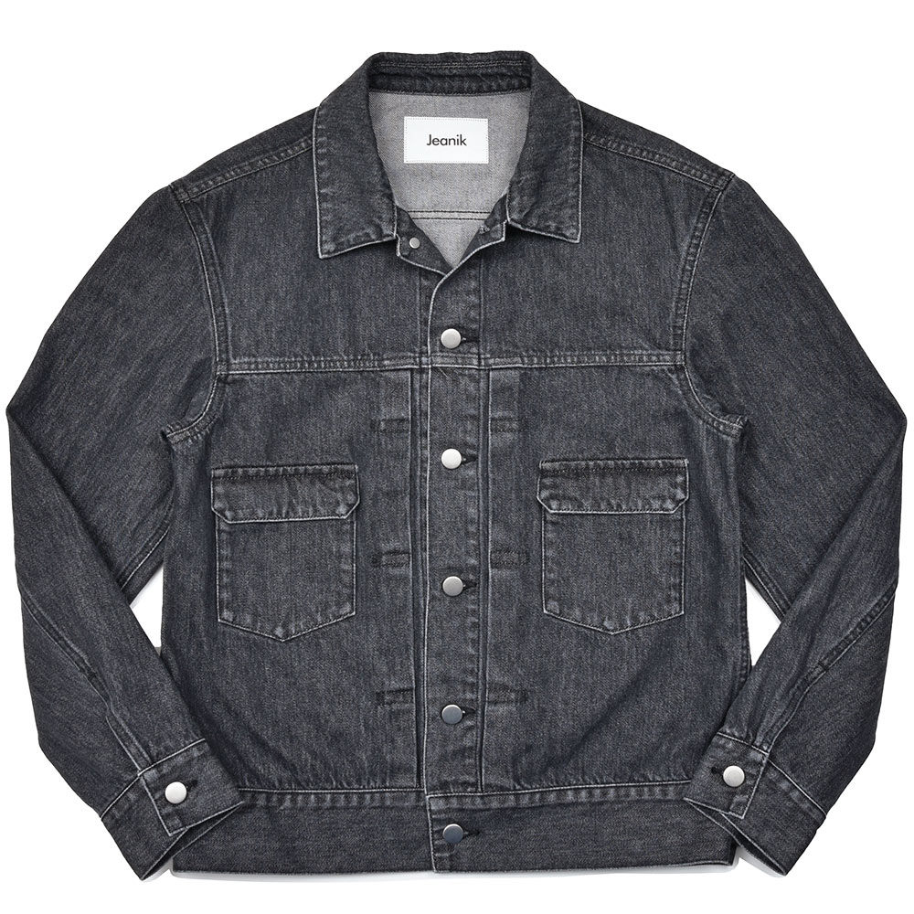 Jeanik(ジーニック)<br>コットン ウォッシュド 2ndタイプ Gジャン ブラックデニムジャケット 34051000172