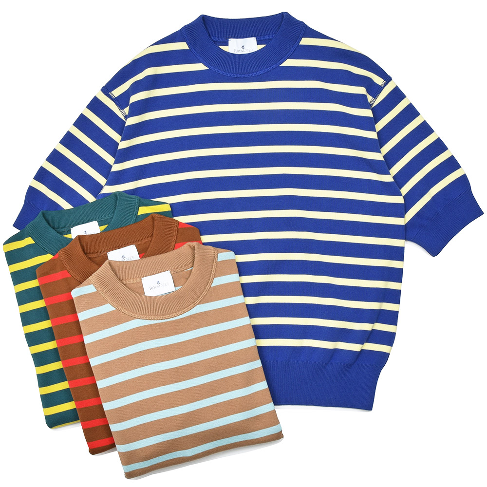 ROYAL MER(ロワイヤルメール)<br>HUGO-R コットン ミドルゲージ ボーダー クルーネックニット 36051000189