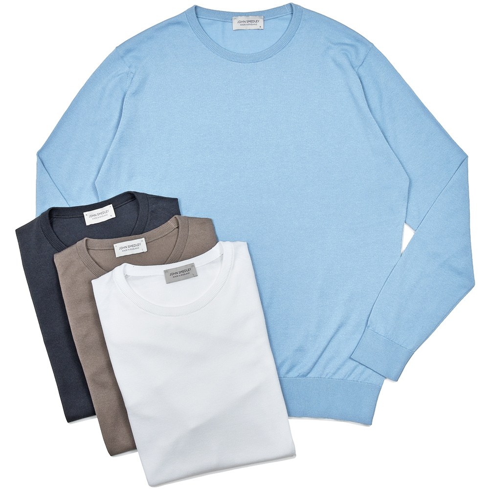 JOHN SMEDLEY(ジョンスメドレー)<br>DAVID シーアイランドコットン 30ゲージ クルーネックニット MODERN FIT 36051001030