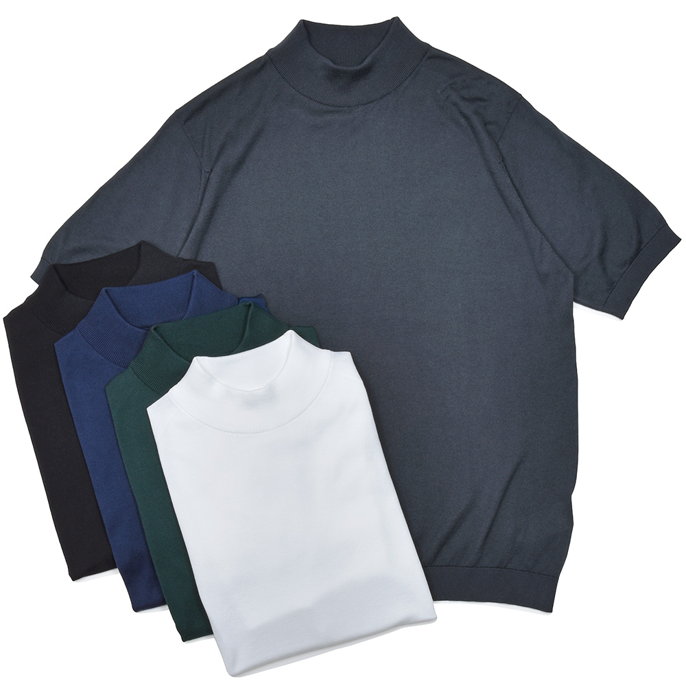 JOHN SMEDLEY(ジョンスメドレー)<br>ARBER シーアイランドコットン 30ゲージ モックネックニット EASY FIT 36051000030
