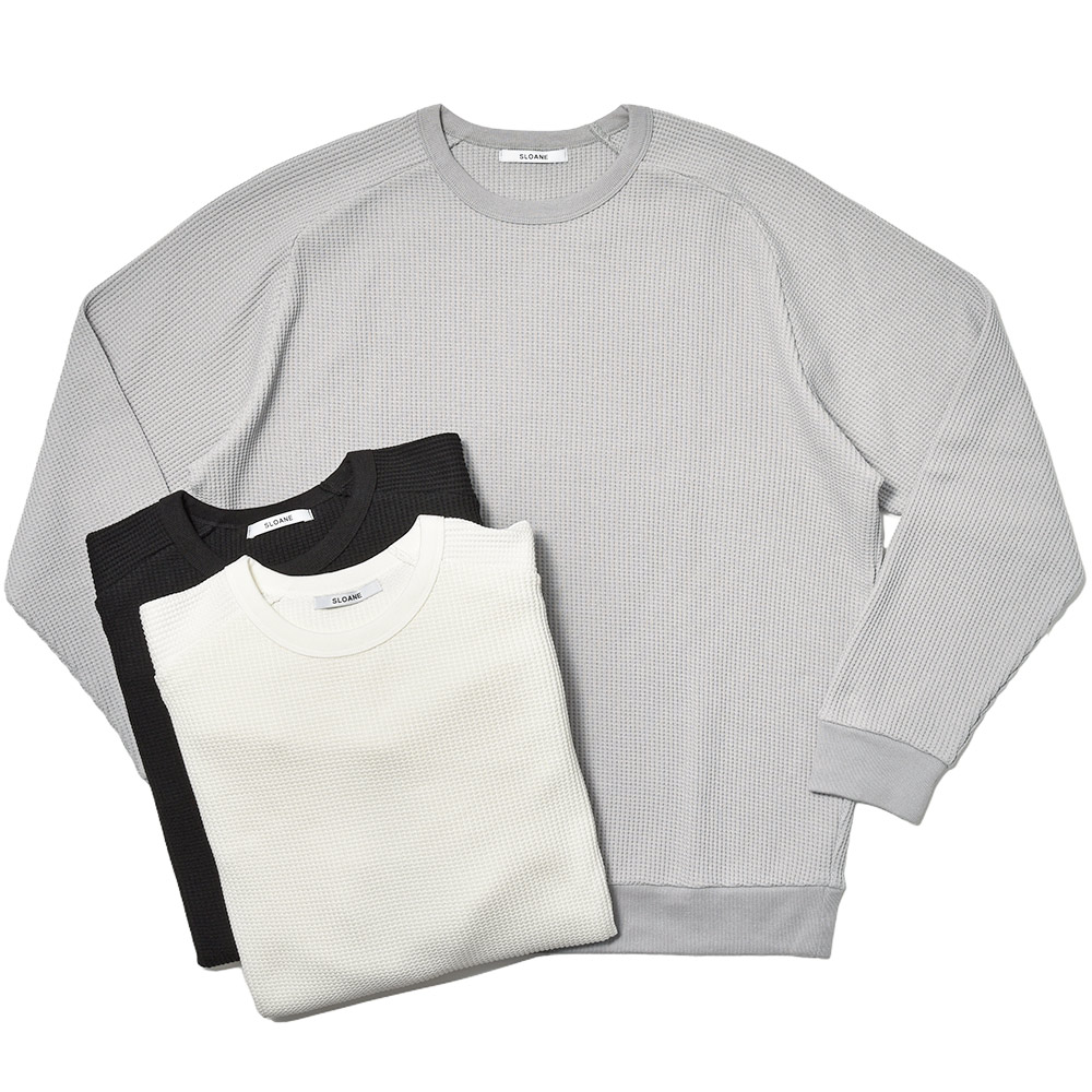 SLOANE(スローン)<br>コットン ワッフル クルーネック カットソー 32051000210