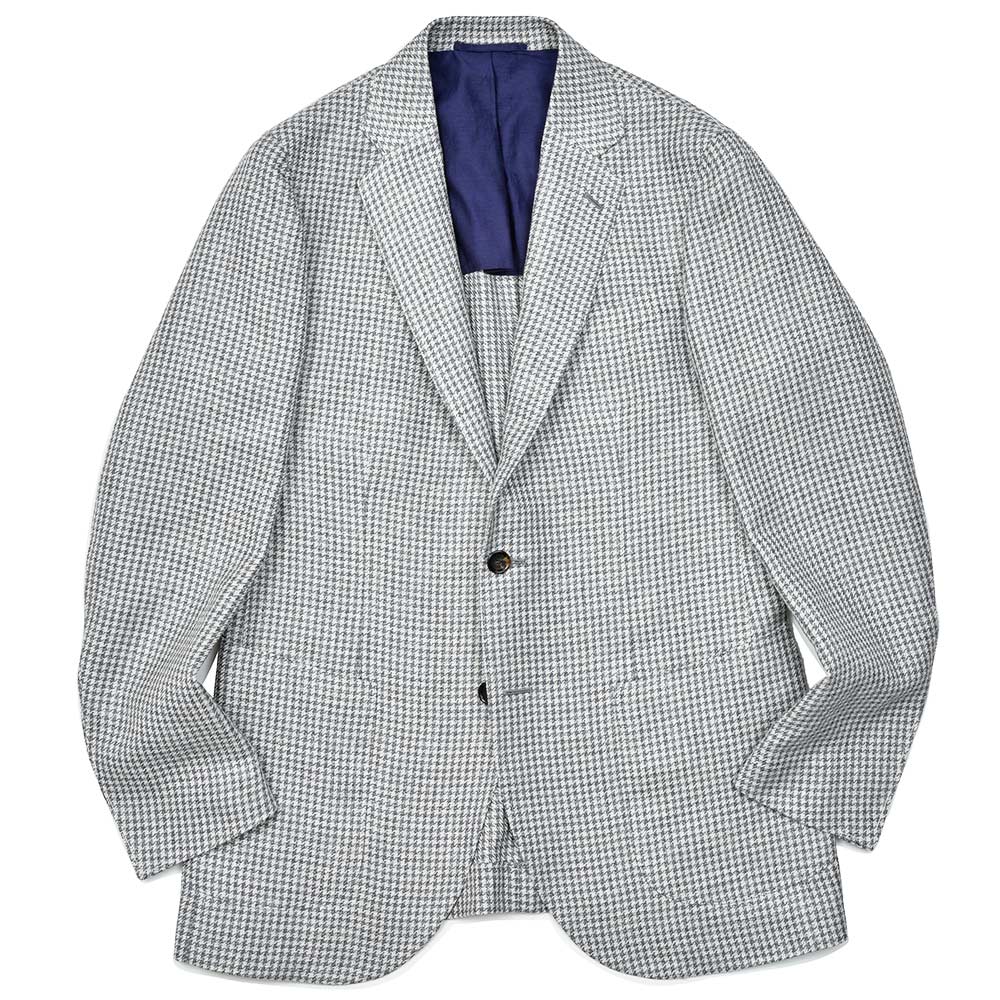 SIPARIO by STILE LATINO(シパーリオバイスティレラティーノ)<br>FLAVIO リネンシルクコットン ハウンドトゥース シングル2Bジャケット 37051004025