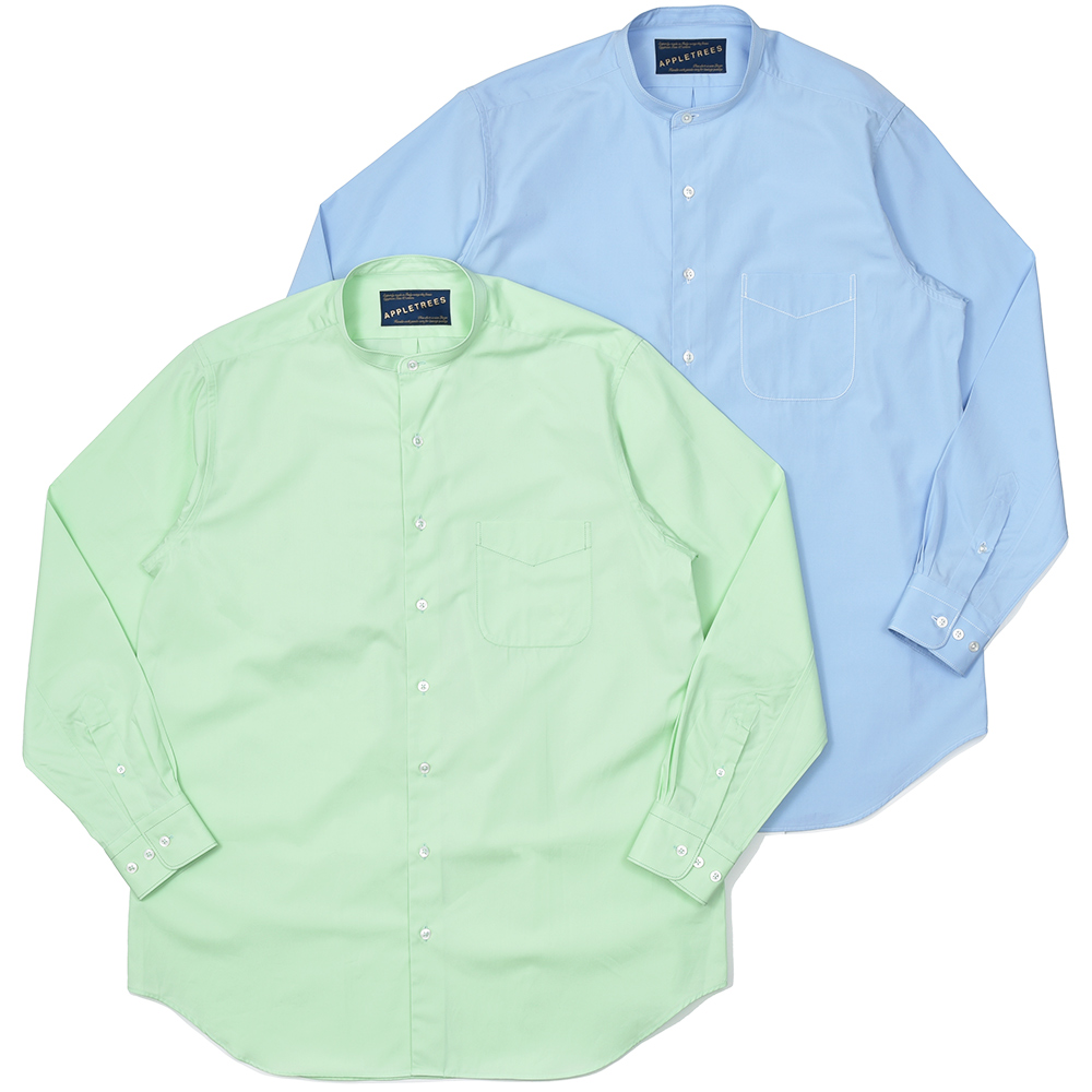 APPLETREES(アップルツリーズ)<br>OPEN TRAVELER SHIRTS コットン ポプリン バンドカラーシャツ 31051000180