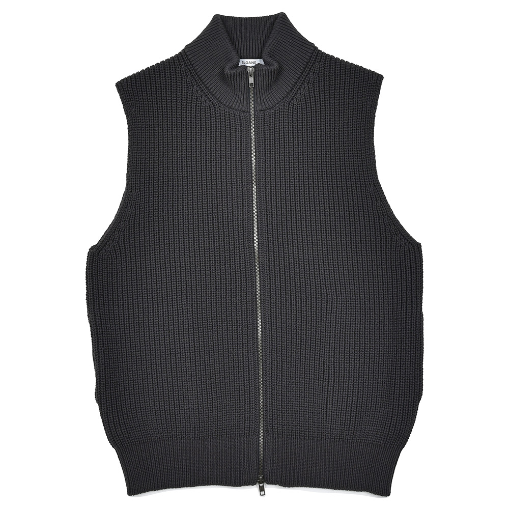 SLOANE(スローン)<br>コットンポリエステル 5ゲージ 片畦編み ジップアップ ニットベスト 34051000210
