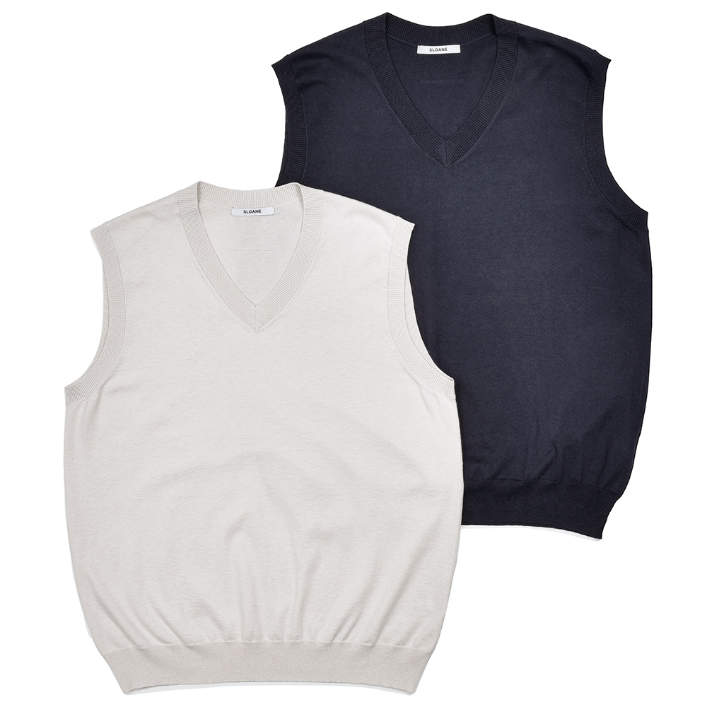 SLOANE(スローン)<br>コットンカシミヤ 16ゲージ 天竺編み Vネック ニットベスト 36051000210