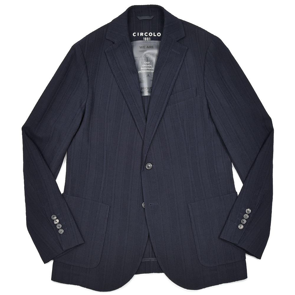 CIRCOLO 1901(チルコロ1901)<br>ヴァージンウール ナイロン ストレッチ ジャージー ストライプ シングル2Bジャケット 37051005109
