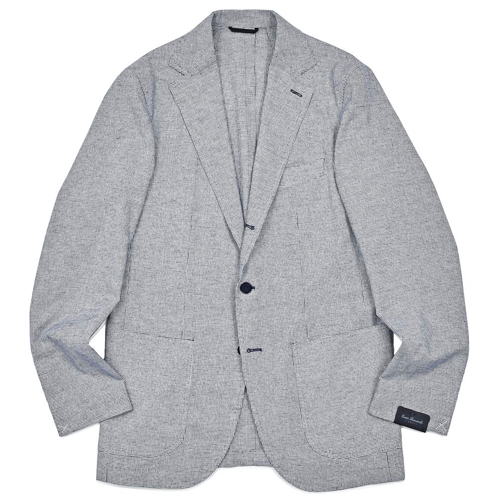 Errico Formicola(エリコ フォルミコラ)<br>ANDREA コットンリネンポリウレタン ハウンドトゥース シングル3Bジャケット 37051012025
