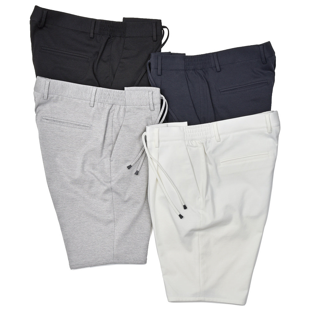 giab's ARCHIVIO(ジャブスアルキヴィオ)<br>MAGNIFICO ウォッシャブルジャージー ストレッチ ドローコード 1プリーツ ショートパンツ A3573 33151001117