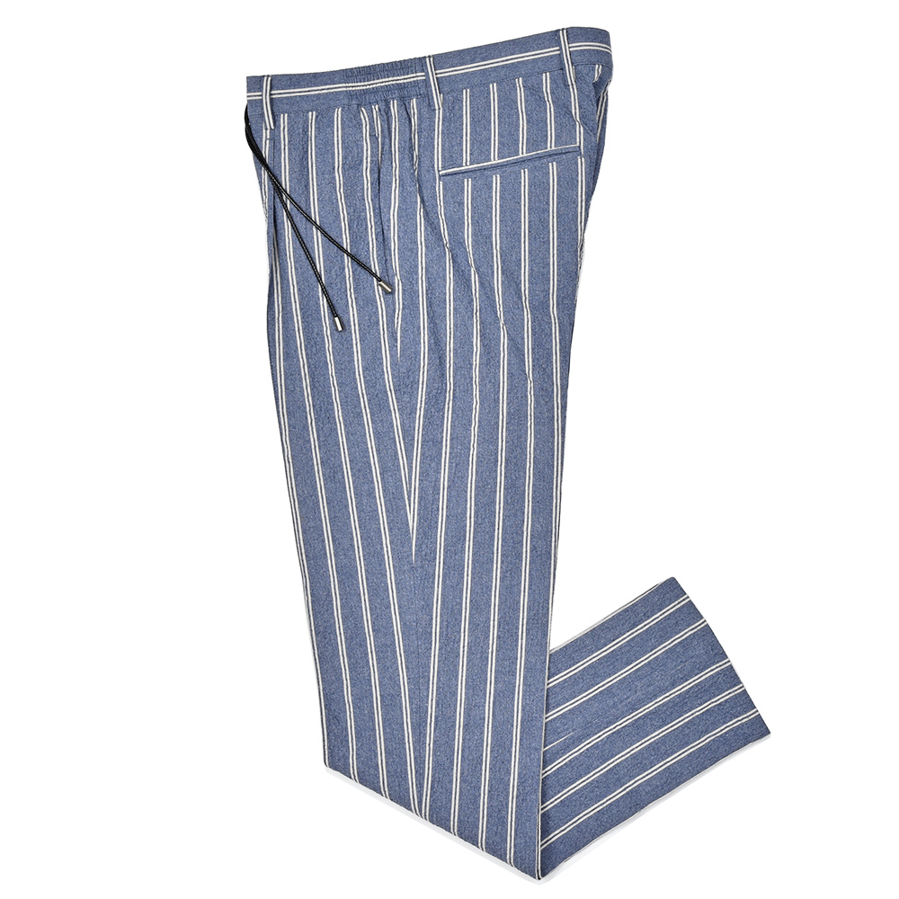 giab's ARCHIVIO(ジャブスアルキヴィオ)<br>ring別注MASACCIO コットン ストレッチ シアサッカー シャンブレーストライプ ウォッシャブル 1プリーツ パンツ A3711 33051016117