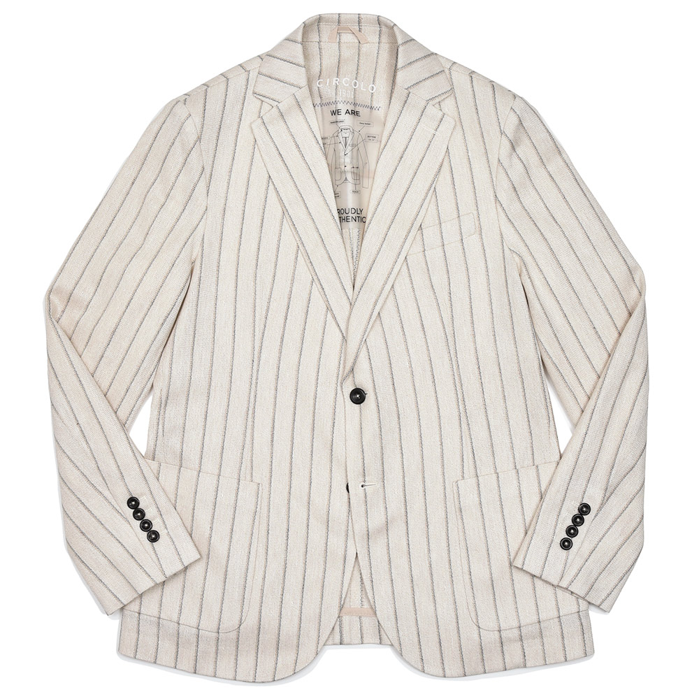 CIRCOLO 1901(チルコロ1901)<br>コットン リネン ストレッチ ストライプ シングル2Bジャケット 37055004109