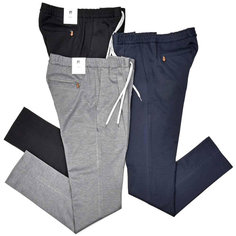 PT TORINO(ピーティー トリノ)<br>ツイルジャージー 1プリーツシャーリングパンツ SOFT FIT/VD07 33052012081