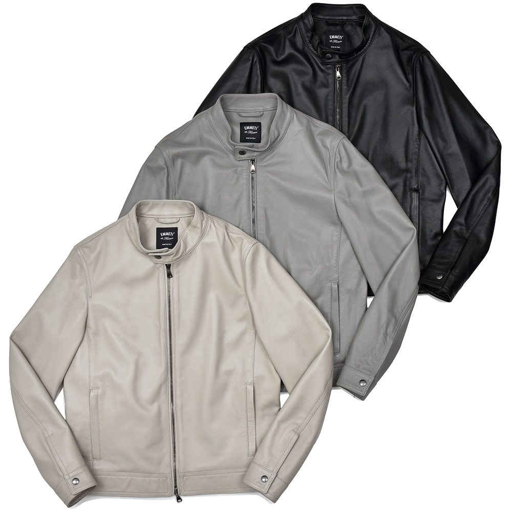 EMMETI(エンメティ)<br>JURI ユリ ラムナッパレザー ナッパチェラータ ライダースジャケット 34252010085