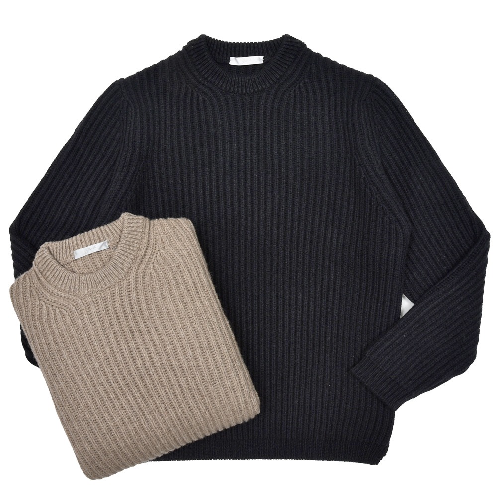 garoh(ガロウ)<br>garoh knit02 ローゲージカシミア フィッシャーマン リブ クルーネックニット 36052800161