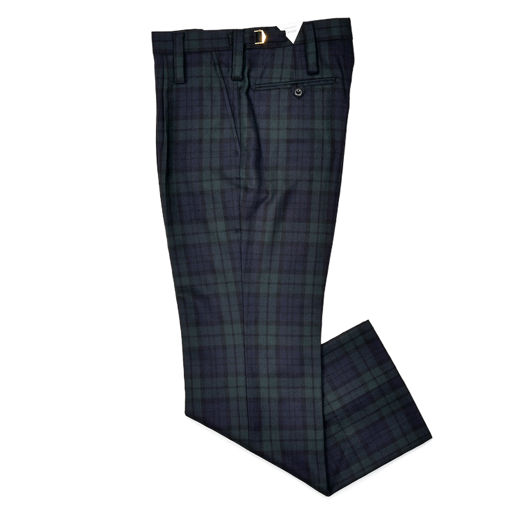 Tangent(タンジェント)<br>PATT TAN25° ウールサキソニー チェック 1プリーツ ストレートパンツ 33052003146