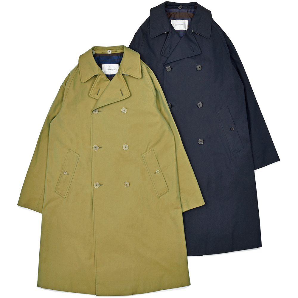 COHERENCE(コヒーレンス)<br>FOUFOU II コットン コヒーレンスギャバジン ダブルブレストコート 34152000129