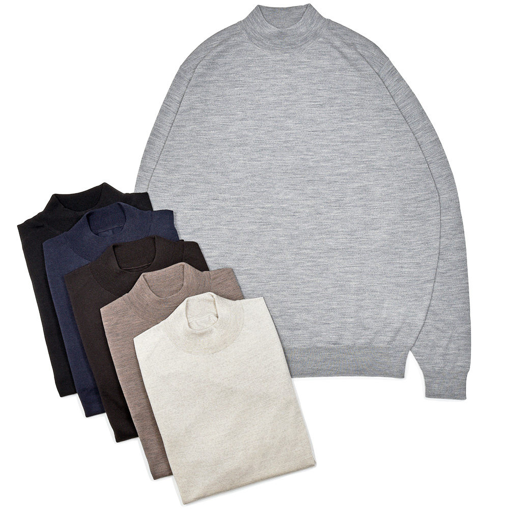 JOHN SMEDLEY(ジョンスメドレー)<br>KILDAY エクストラファインメリノウール 30ゲージ モックネックニット MODERN FIT 36052002030