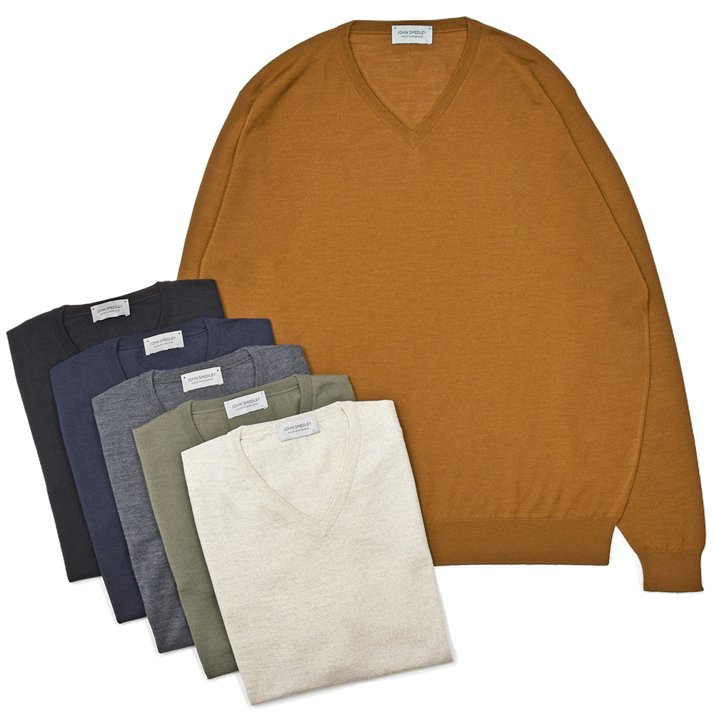 JOHN SMEDLEY(ジョンスメドレー)<br>PACKHAM エクストラファインメリノウール 30ゲージ Vネックニット MODERN FIT 36056001030