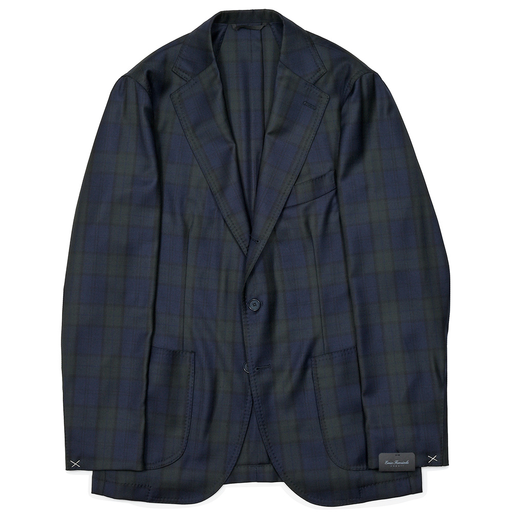 Errico Formicola(エリコ フォルミコラ)<br>ANDREA ウール LoroPiana ブラックウォッチ シングルジャケット 37052009025