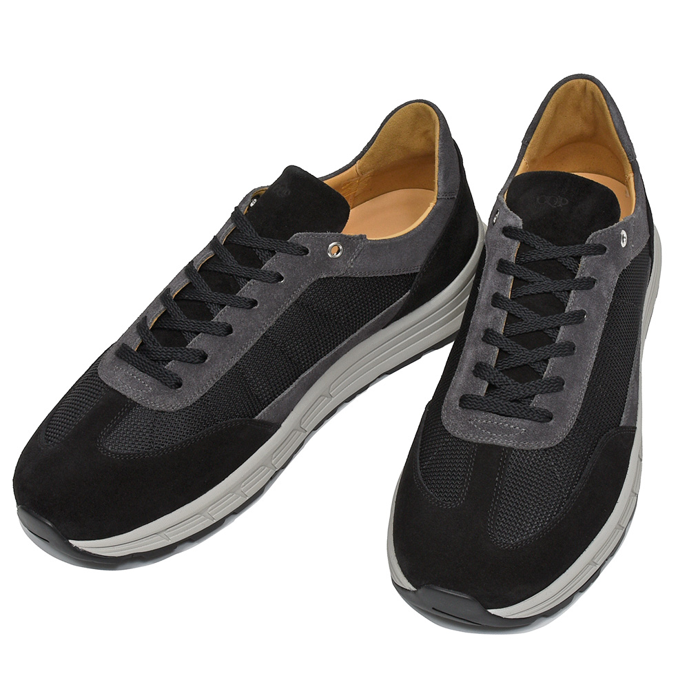 C.QP(シーキューピー)<br>RENNA カーフスエード×ナイロンメッシュ レースアップ ランニングスニーカー 35256002082