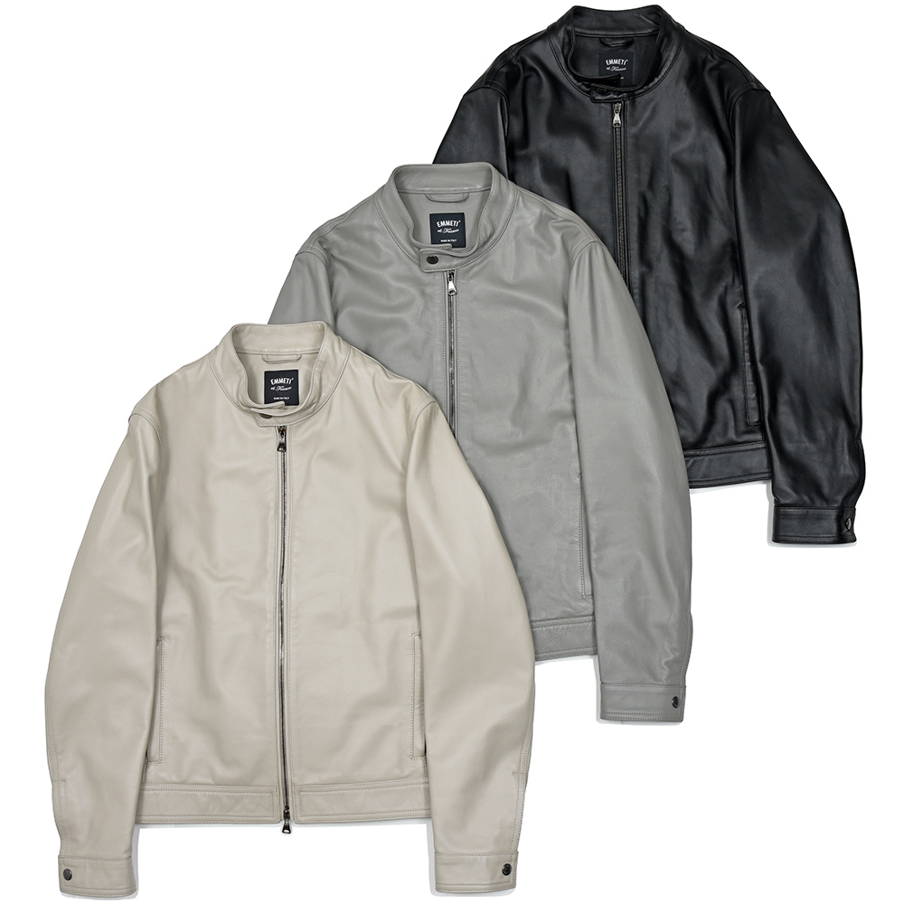 EMMETI(エンメティ)<br>JURI ナッパチェラータ ラムナッパレザー ライダースジャケット 34261012085