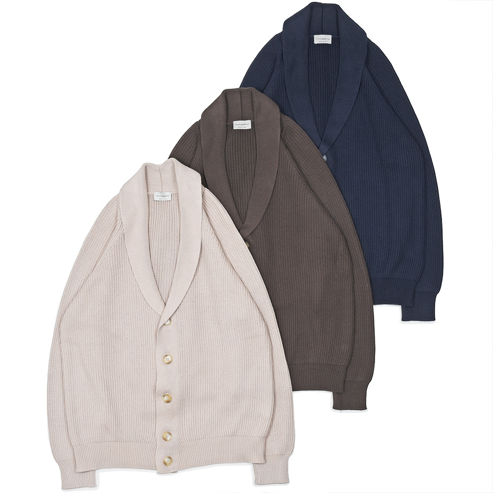 morgano(モルガーノ)<br>コットン ミドルゲージ ショールカラーカーディガン 36061002085