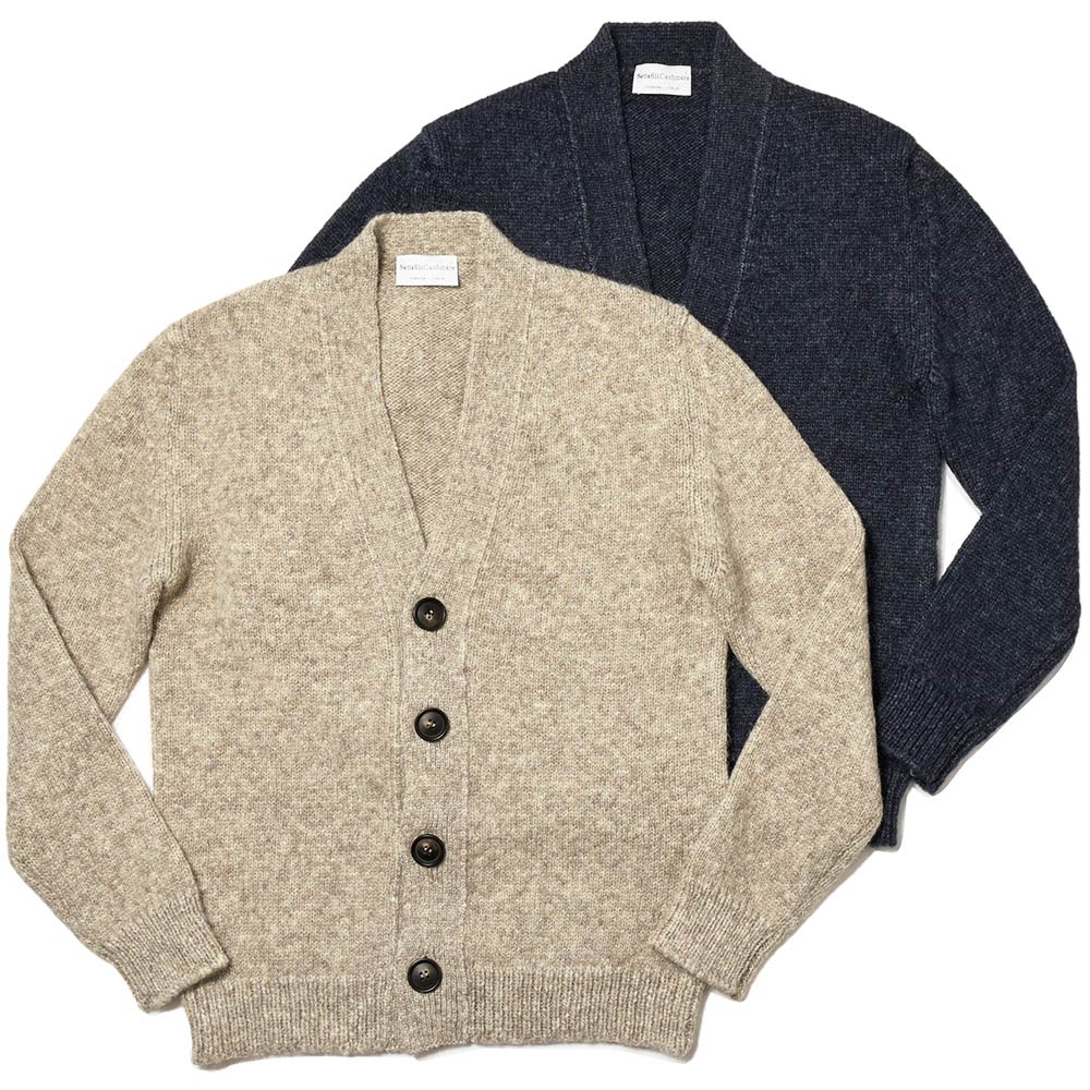 Settefili Cashmere(セッテフィーリ カシミア)<br>アルパカ ナイロン メランジ ミドルゲージ Vネック ニットカーディガン 36022005142