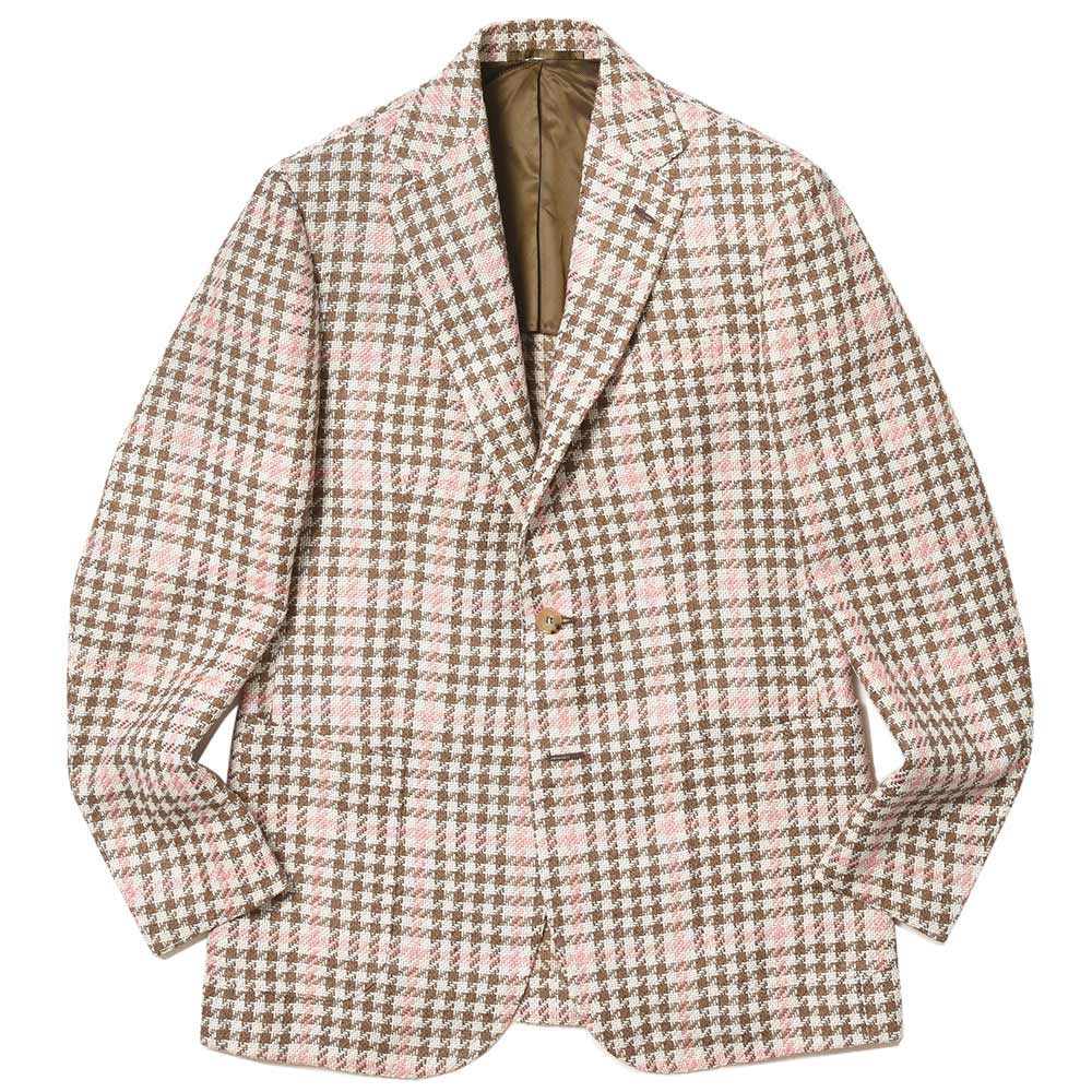 STILE LATINO(スティレ ラティーノ)<br> VINCENZO リネンシルクウールコットン バスケット ウインドウペーン シングル3Bジャケット 37035007025